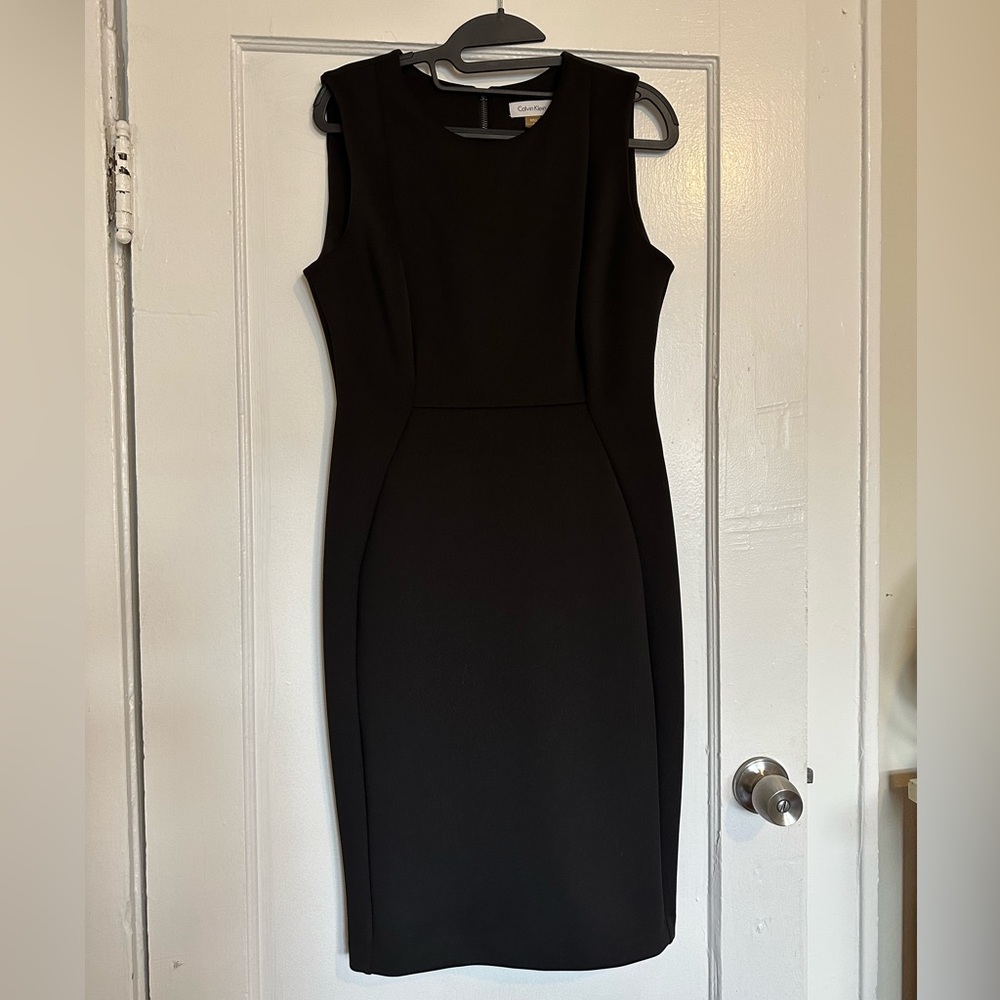 Calvin Klein Black Dress, size 8, neoprene like fabric, cocktail dress